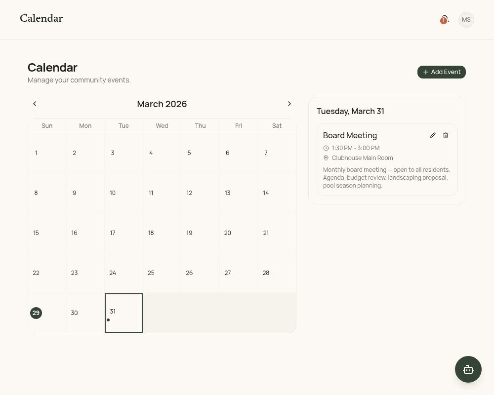Amenity booking preview