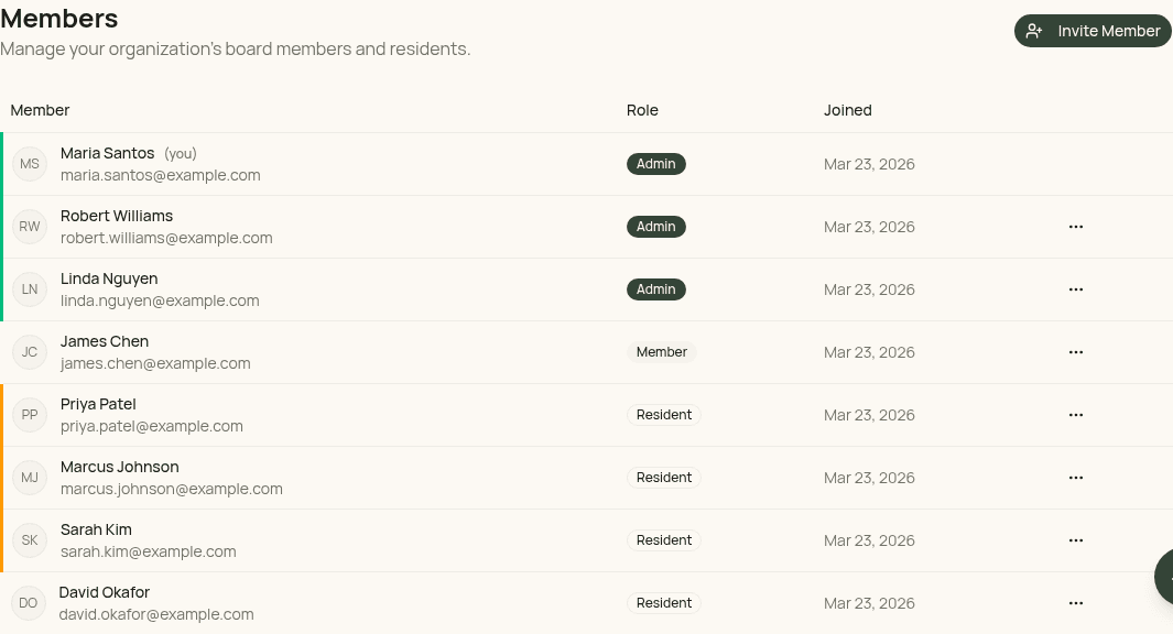 Member directory & approvals preview