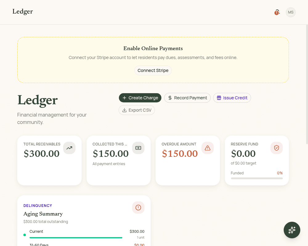 Dues & payment collection preview
