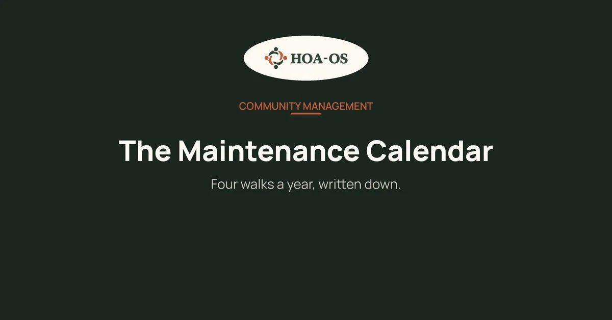The HOA Preventive Maintenance Calendar