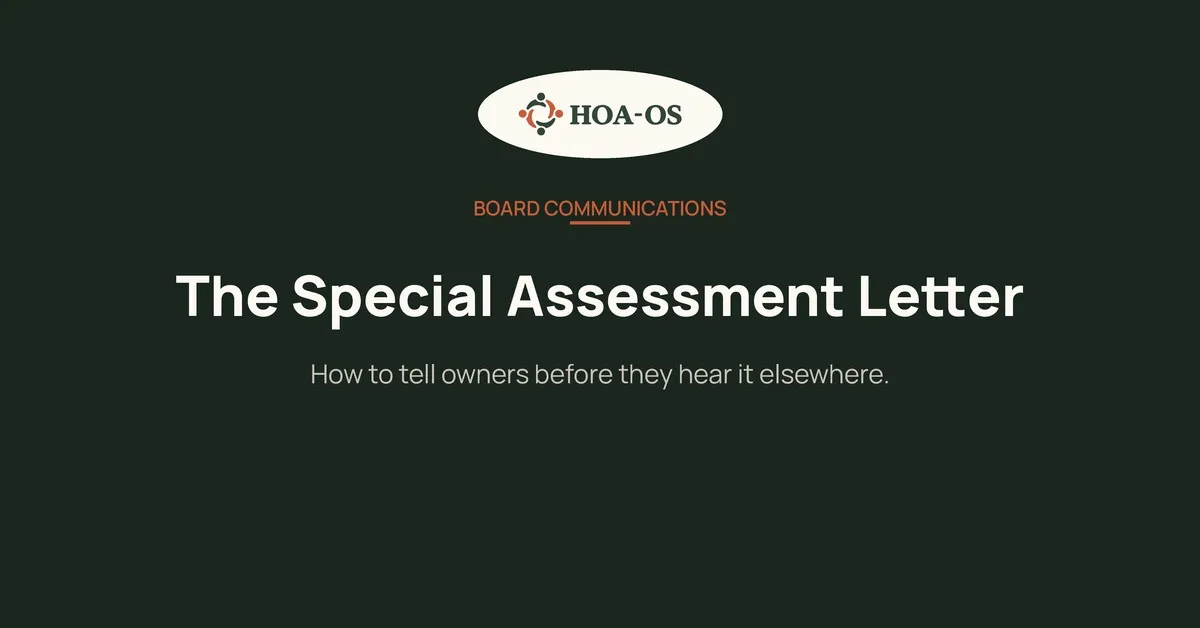 The HOA Special Assessment Letter: How to Break the News
