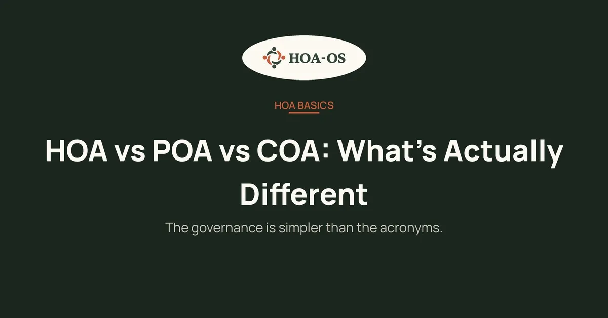 HOA vs POA vs COA: What's Actually Different