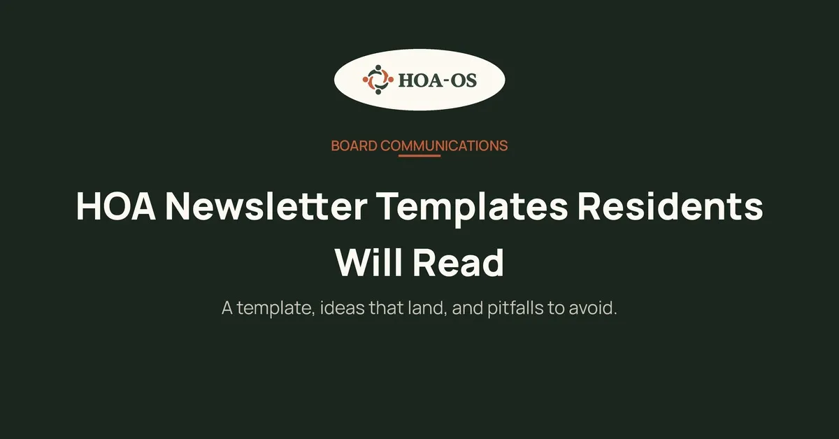 HOA Newsletter Templates and Ideas Residents Will Read