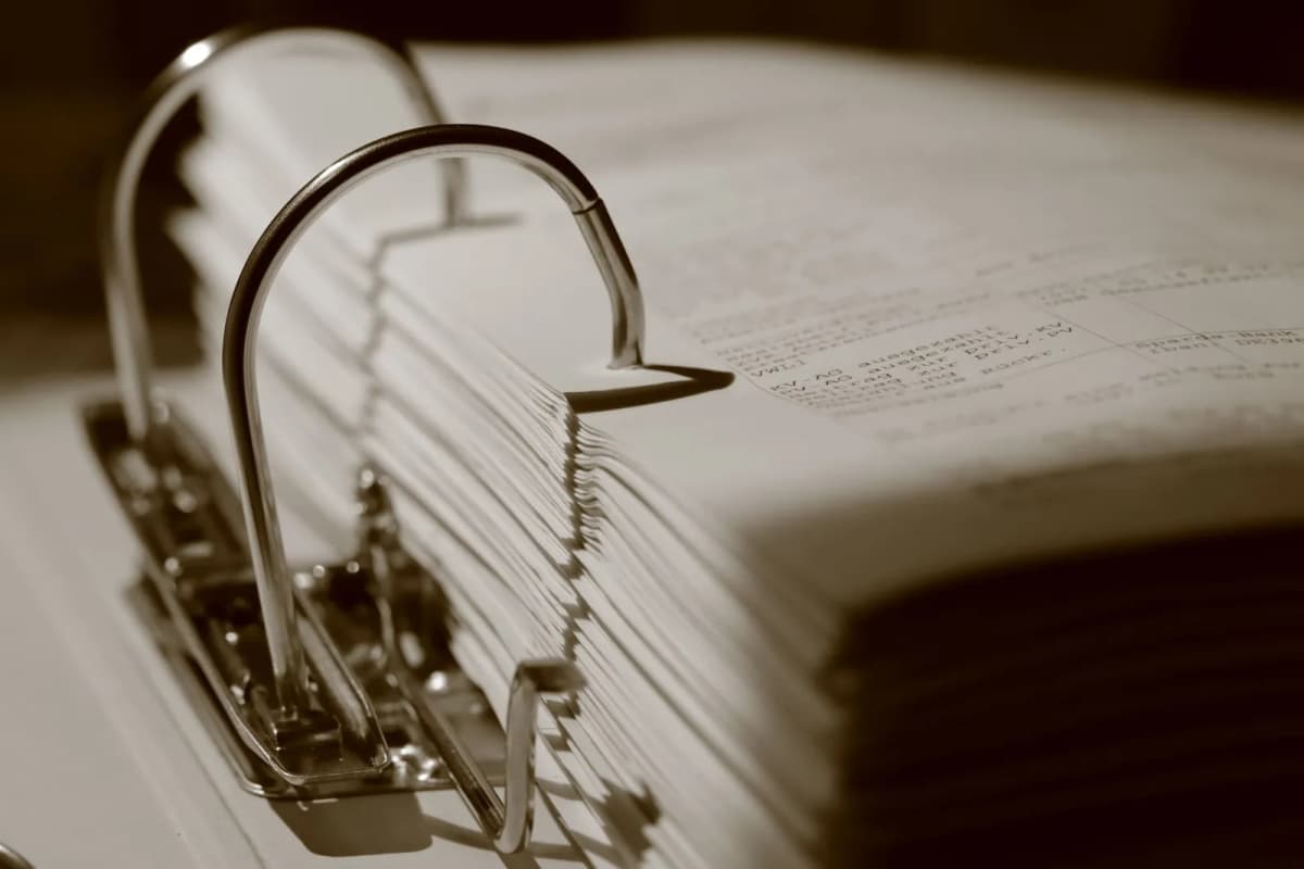 A binder full of documents