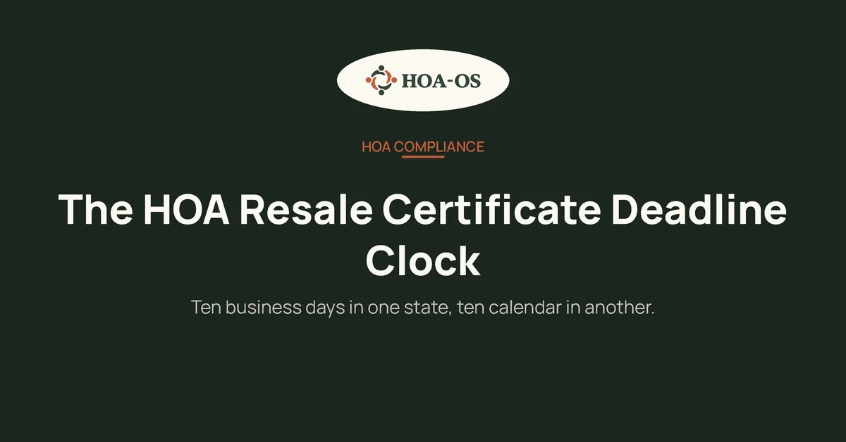 The HOA Resale Certificate Deadline Clock