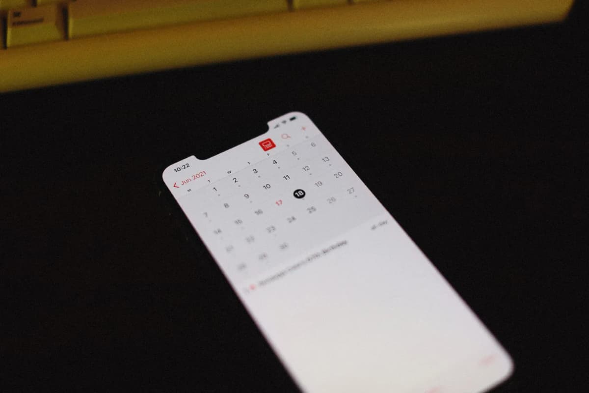 A smartphone displaying a calendar app